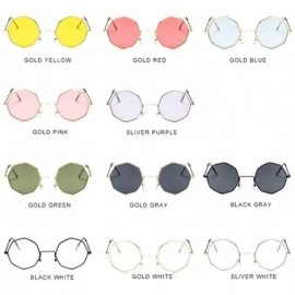 Round Small Metal Octagon Frame Sunglasses for Women and Men UV400 - Gold Yellow - CP198CA7668 $12.34