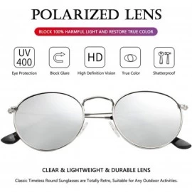 Square Polarized Sunglasses for Men Women Vintage Round Metal Sun Glasses 100% UV400 Protection - Silver/Silver Mirror - C618...