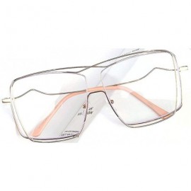 Square Square big frame fashion retro unisex concave shape brand designer sunglasses - Rose Gold - CV18Y0KDRY8 $14.94