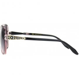 Butterfly Elegant Rhinestone Jewel Trim Designer Butterfly Sunglasses - Black Pink Gradient Black - CB18N8TERKX $11.37