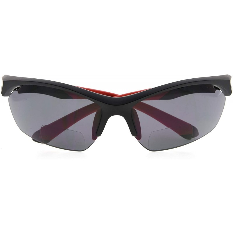 Sport Retro Mens Womens Sports Half-Rimless Bifocal Sunglasses - Black Frame/Red Arm - C6189AIX432 $25.79