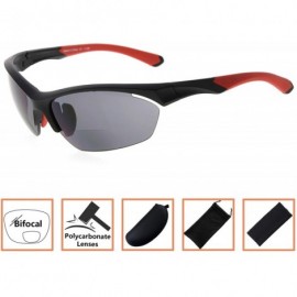 Sport Retro Mens Womens Sports Half-Rimless Bifocal Sunglasses - Black Frame/Red Arm - C6189AIX432 $25.79