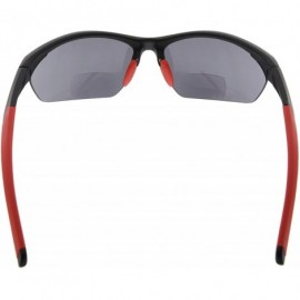 Sport Retro Mens Womens Sports Half-Rimless Bifocal Sunglasses - Black Frame/Red Arm - C6189AIX432 $25.79