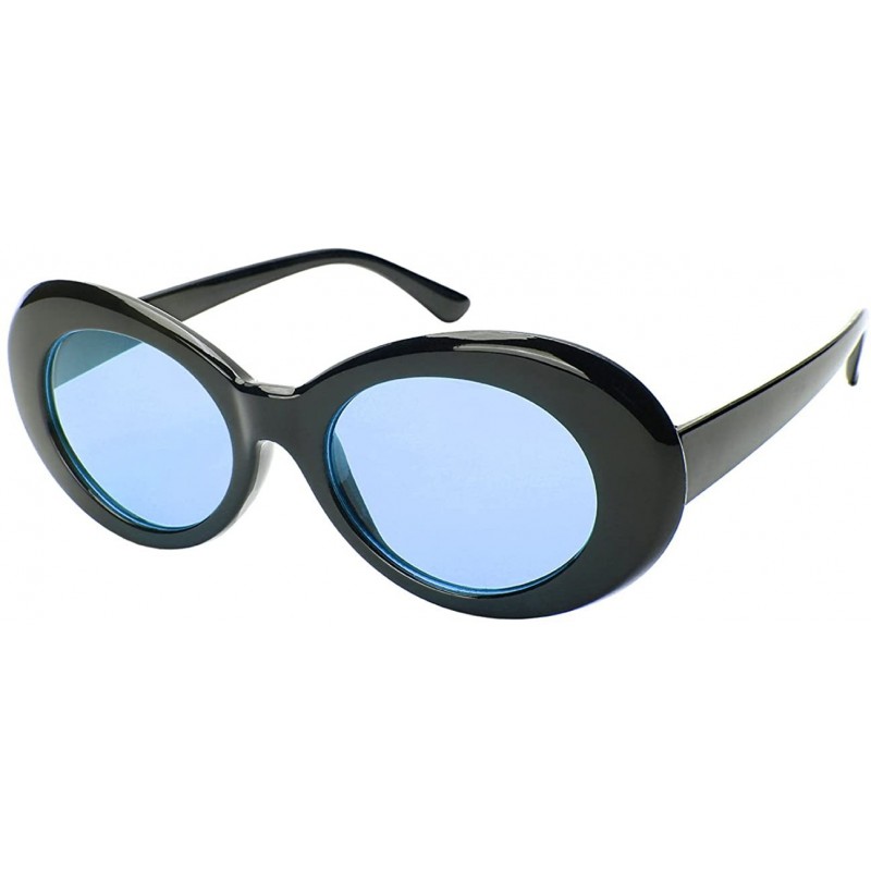 Oval Retro Inspired Plastic Oval Sunglasses Clout Goggles with Solid Lens - Black - CT186NQ6IAO $9.29