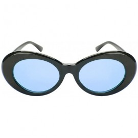 Oval Retro Inspired Plastic Oval Sunglasses Clout Goggles with Solid Lens - Black - CT186NQ6IAO $9.29