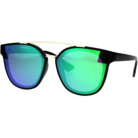 Rectangular Hipster Plastic Horned Double Metal Flat Top Bridge Sunglasses - Black Teal - CD18688SWOE $8.77