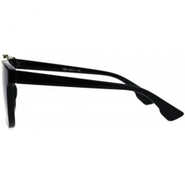 Rectangular Hipster Plastic Horned Double Metal Flat Top Bridge Sunglasses - Black Teal - CD18688SWOE $8.77