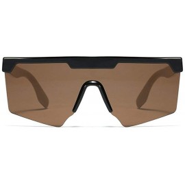 Oversized personality big box unisex trend conjoined outdoor riding sunglasses UV400 - Brown - CC18Z45YLUN $14.04