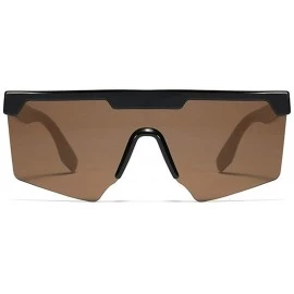 Oversized personality big box unisex trend conjoined outdoor riding sunglasses UV400 - Brown - CC18Z45YLUN $14.04