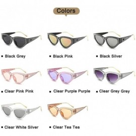 Cat Eye Women Rhinestone Cat Eye Sunglasses Sexy Diamond Triangle Sun Glasses Female Shades UV400 - Blackpink - C51906DSW7L $...