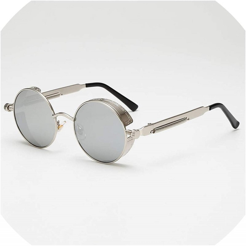 Round Metal Steampunk Sunglasses Men Women Round Glasses Brand Design Vintage Sunglasses - 7 - CO18W6UYSWX $23.00