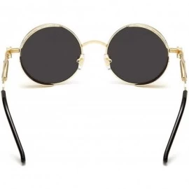 Round Metal Steampunk Sunglasses Men Women Round Glasses Brand Design Vintage Sunglasses - 7 - CO18W6UYSWX $23.00