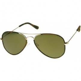 Aviator Camouflage Print Fabric Teardrop Shape Lens Aviator Sunglasses 60mm - Gold-brown-camo / Green Mirror - CO12J3473XR $1...