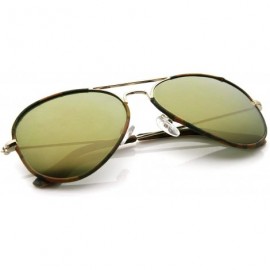 Aviator Camouflage Print Fabric Teardrop Shape Lens Aviator Sunglasses 60mm - Gold-brown-camo / Green Mirror - CO12J3473XR $1...