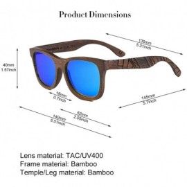 Aviator Bamboo Wood Polarized Sunglasses For Men & Women - Temple Carved Collection - Ta05-brown Bamboo Frame Blue Lens - CN1...