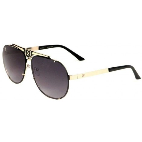 Khan Classic Flat Top Turbo Metal Aviator Sunglasses - Black & Rose ...