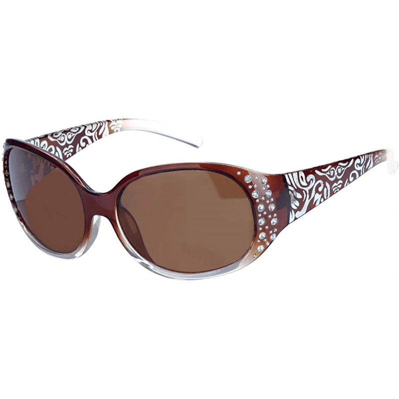 Oval Retro Oval Sunglasses Rhinestones - Wrap Around Women Floral Pattern Eyewear Polarized UV Protection - C9196T23T0L $14.69