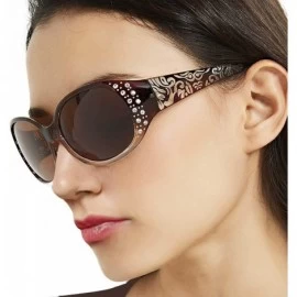 Oval Retro Oval Sunglasses Rhinestones - Wrap Around Women Floral Pattern Eyewear Polarized UV Protection - C9196T23T0L $14.69
