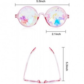 Round 3 Pieces Festivals Kaleidoscope Rainbow Sunglass - Prism - Black - Transparent - Transparent Pink - CK18SKSMO4H $10.18