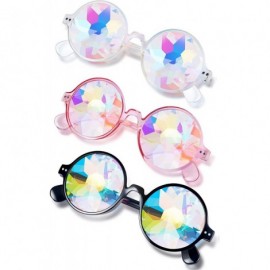 Round 3 Pieces Festivals Kaleidoscope Rainbow Sunglass - Prism - Black - Transparent - Transparent Pink - CK18SKSMO4H $10.18