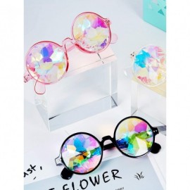 Round 3 Pieces Festivals Kaleidoscope Rainbow Sunglass - Prism - Black - Transparent - Transparent Pink - CK18SKSMO4H $10.18