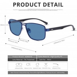 Rectangular Rectangular Polarized Sunglasses for Men-100% UV400 Protection Mens Sunglasses Alloy Frame - Blue Frame/Blue Lens...