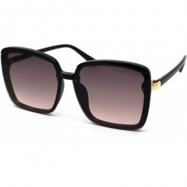 Rectangular Exposed Lens Edge Half Rim Rectangular Butterfly Sunglasses - Black Gold Burgundy - CP199E7XDE4 $11.28