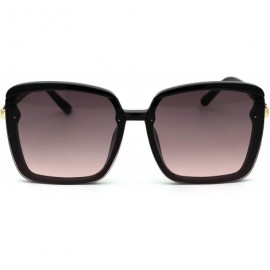 Rectangular Exposed Lens Edge Half Rim Rectangular Butterfly Sunglasses - Black Gold Burgundy - CP199E7XDE4 $11.28