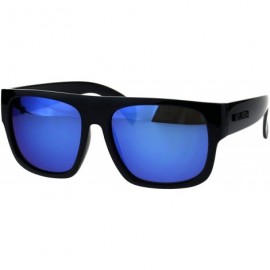 Square KUSH Sunglasses Mens Mirrored Lens Black Square Frame Shades UV 400 - Black (Blue Mirror) - C918GRW6S3I $11.81