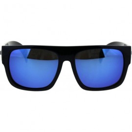 Square KUSH Sunglasses Mens Mirrored Lens Black Square Frame Shades UV 400 - Black (Blue Mirror) - C918GRW6S3I $11.81