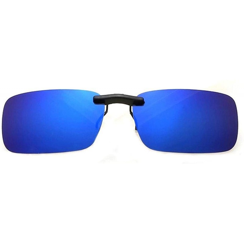 Oval Unisex Polarized Clip Sunglasses Driving Night Vision Lens Anti-UVA Anti-UVB Cycling Riding Equipment - Blue - CN198AI0U...