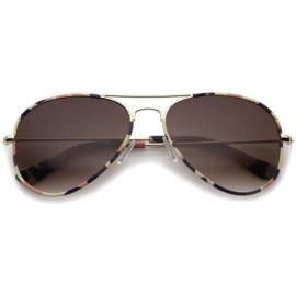 Aviator Camouflage Print Fabric Teardrop Shape Lens Aviator Sunglasses 60mm - Gold-pink-camo / Lavender - CA12J346YPF $9.30