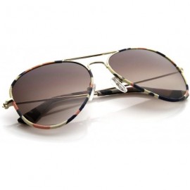 Aviator Camouflage Print Fabric Teardrop Shape Lens Aviator Sunglasses 60mm - Gold-pink-camo / Lavender - CA12J346YPF $9.30