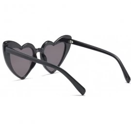 Rimless Vintage Heart Shaped Sunglasses Women Stylish Love Eyeglasses B2421 - Black/Grey - CJ18CMTI3X6 $9.24