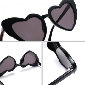 Rimless Vintage Heart Shaped Sunglasses Women Stylish Love Eyeglasses B2421 - Black/Grey - CJ18CMTI3X6 $9.24