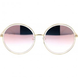 Round Womens Oversized Round Sunglasses Metal & Plastic Double Frame UV 400 - Gold Clear (Pink Mirror) - CL195OKUK08 $11.59