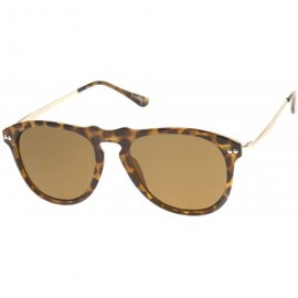 Aviator Modern Keyhole Nose Bridge Horn Rimmed Metal Temple Aviator Sunglasses 53mm - Tortoise-gold / Brown - CY12KUKIP4J $13.20