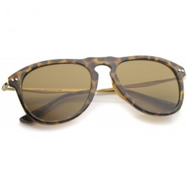 Aviator Modern Keyhole Nose Bridge Horn Rimmed Metal Temple Aviator Sunglasses 53mm - Tortoise-gold / Brown - CY12KUKIP4J $13.20