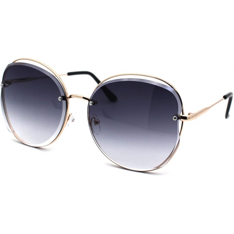 Butterfly Womens Exposed Lens Butterfly Diva Fashion Sunglasses - Gold Smoke - CD1972LDMAL $14.88