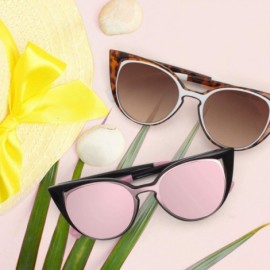 Oversized Cat Eye Mirrored Sunglasses for Women Fashion Oversized UV400 Protection Lenses MOZ1 - Brown Frame/Brown Lens - C21...