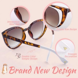 Oversized Cat Eye Mirrored Sunglasses for Women Fashion Oversized UV400 Protection Lenses MOZ1 - Brown Frame/Brown Lens - C21...