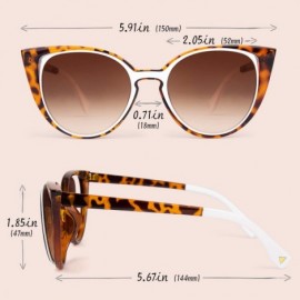 Oversized Cat Eye Mirrored Sunglasses for Women Fashion Oversized UV400 Protection Lenses MOZ1 - Brown Frame/Brown Lens - C21...