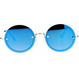 Round Round Circle Frame Sunglasses Womens Full Mirror Lens Rear Rim Fashion - Silver (Blue Mirror) - CA1877LWOZW $13.11