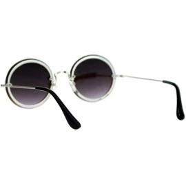 Round Round Circle Frame Sunglasses Womens Full Mirror Lens Rear Rim Fashion - Silver (Blue Mirror) - CA1877LWOZW $13.11