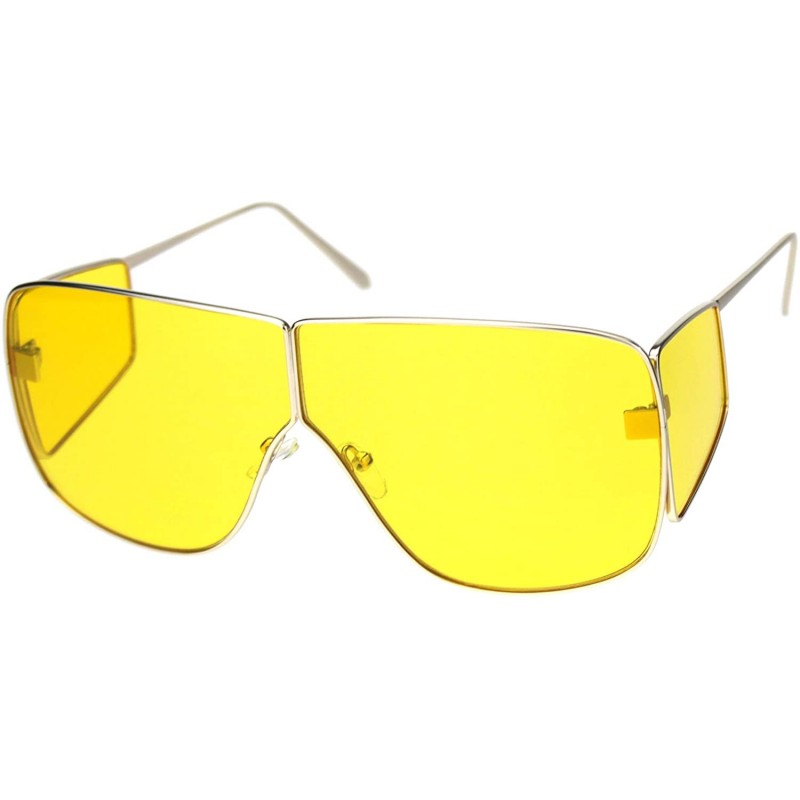 Square Oversized Square Sunglasses Unisex Shield Side Lens Metal Frame UV 400 - Gold (Yellow) - CC18ZO724WE $12.34