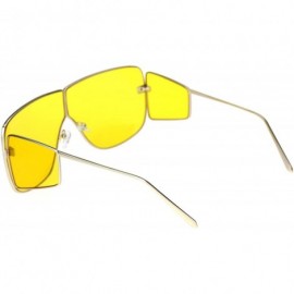 Square Oversized Square Sunglasses Unisex Shield Side Lens Metal Frame UV 400 - Gold (Yellow) - CC18ZO724WE $12.34