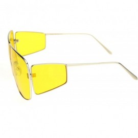 Square Oversized Square Sunglasses Unisex Shield Side Lens Metal Frame UV 400 - Gold (Yellow) - CC18ZO724WE $12.34