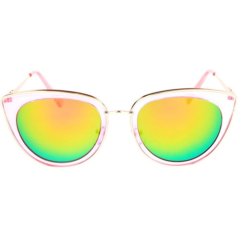 Cat Eye Womens Metal Trim Cat Eye Goth Fashion Sunglasses - Pink Peach - CS12N2B2V6K $11.08