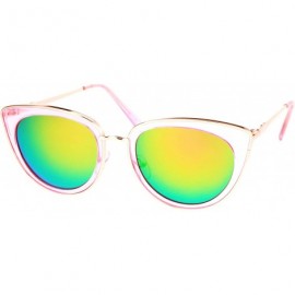 Cat Eye Womens Metal Trim Cat Eye Goth Fashion Sunglasses - Pink Peach - CS12N2B2V6K $11.08