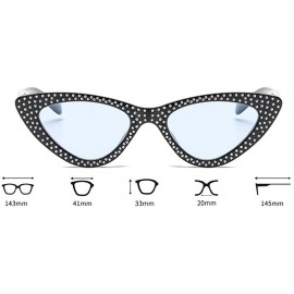 Goggle Retro Rhinestone Cat Eye Sunglasses for Women Clout Goggles Plastic Frame Glasses - Blue - CR18E5GWW23 $12.15